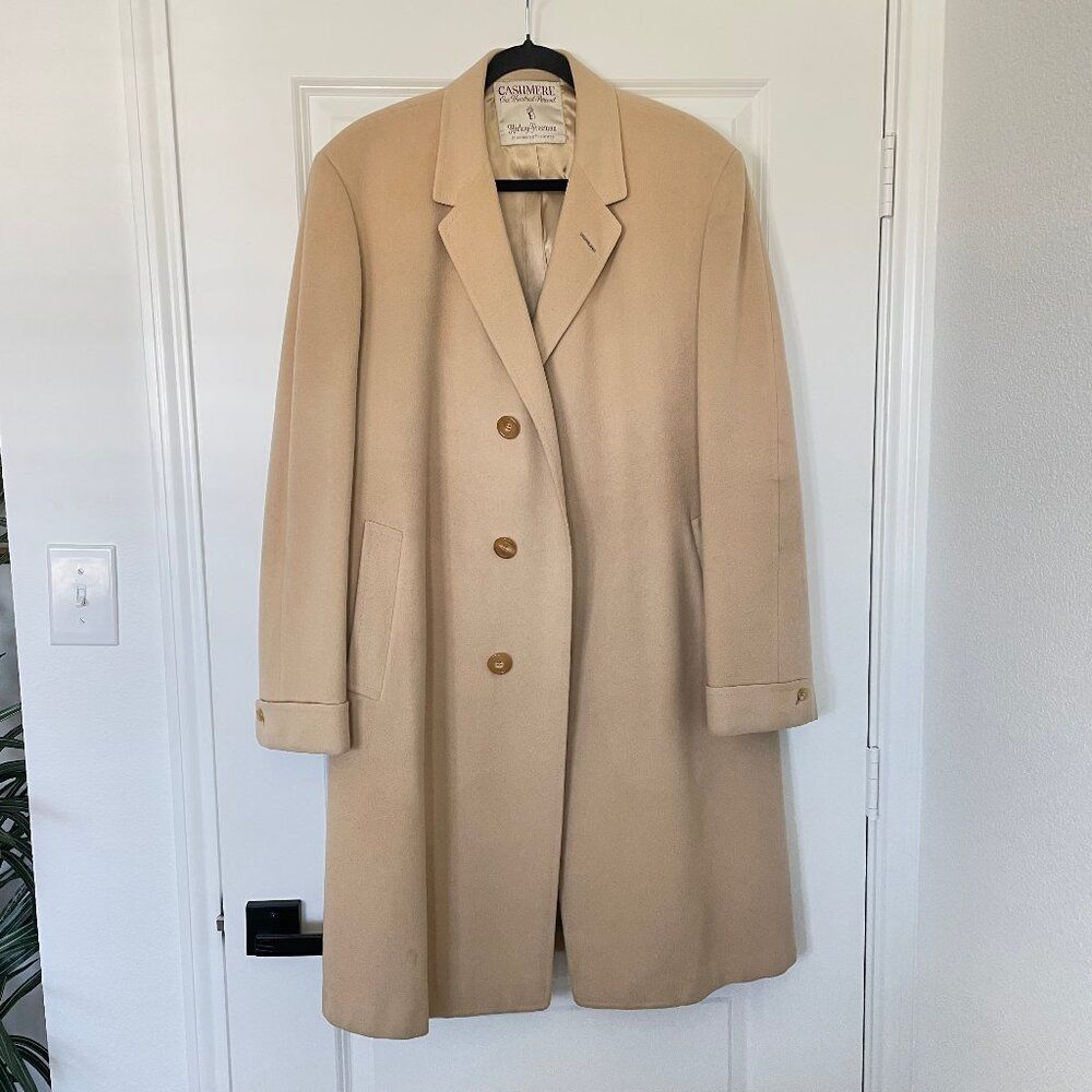 Hickey Freeman Cashmere Overcoat Men Camel Coat 100% Cashmere Vintage Luxury